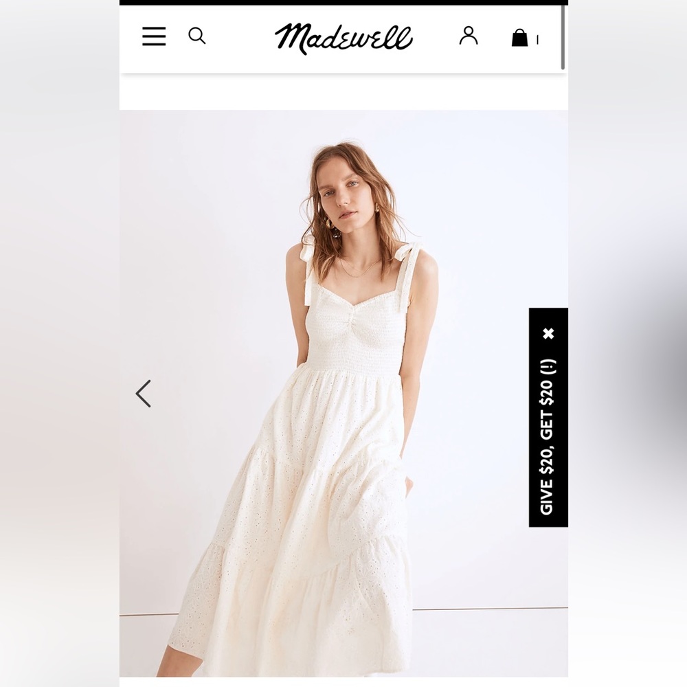 Madewell Size Large Eyelet Lucie Tie-Strap
Tiered Midi Dress - new with tags!